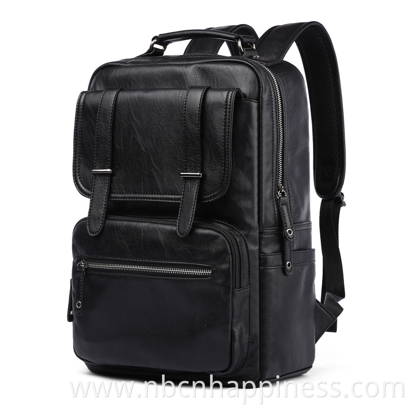 2022 small black sink business cuir boy book bags male leather backpack for teens